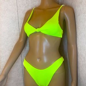 SHEIN Neon Rib Knot Detail Bikini Swimsuit